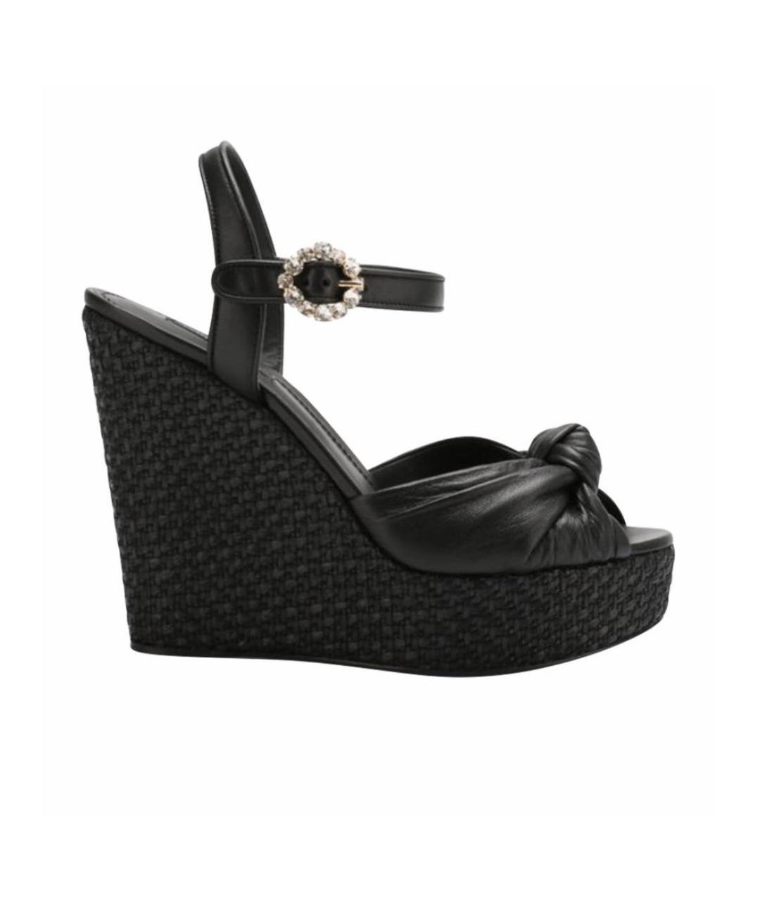 SAINT LAURENT Черные кожаные босоножки, фото 1