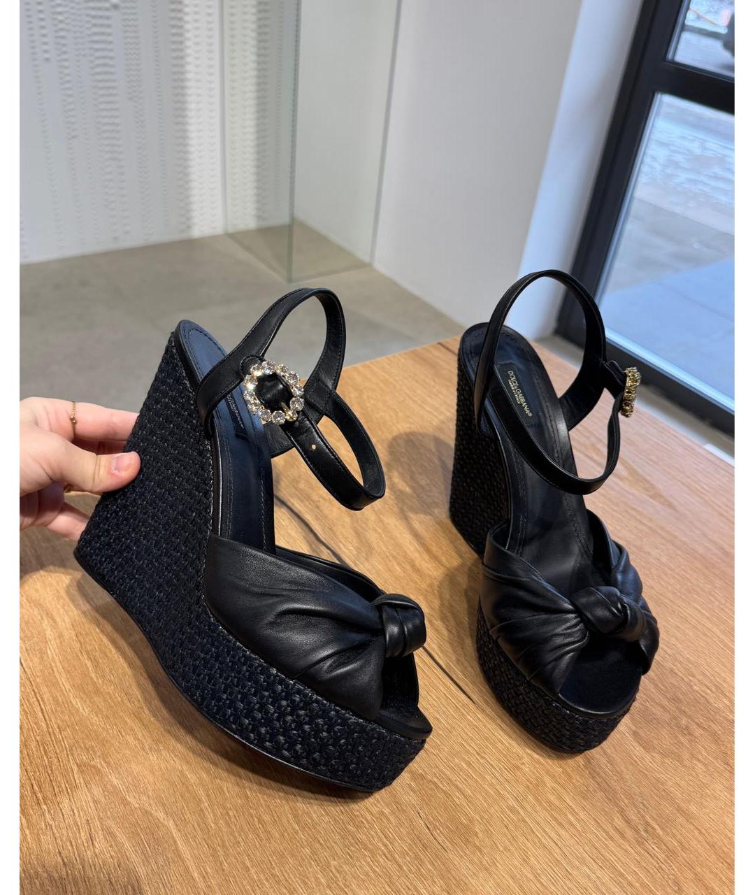SAINT LAURENT Черные кожаные босоножки, фото 2