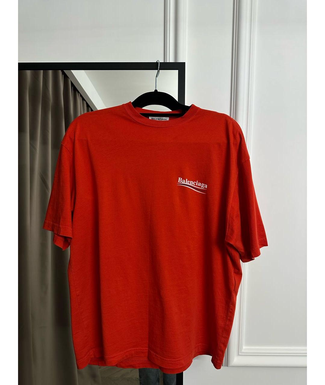 BALENCIAGA Красная хлопковая футболка, фото 4