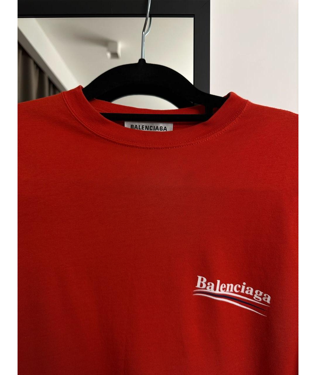 BALENCIAGA Красная хлопковая футболка, фото 3