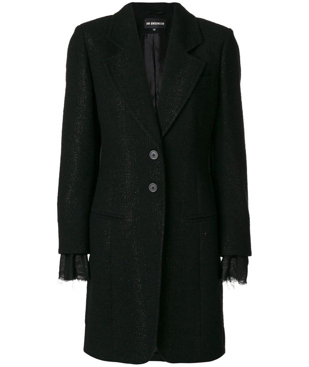 ANN DEMEULEMEESTER Черное шерстяное пальто, фото 5