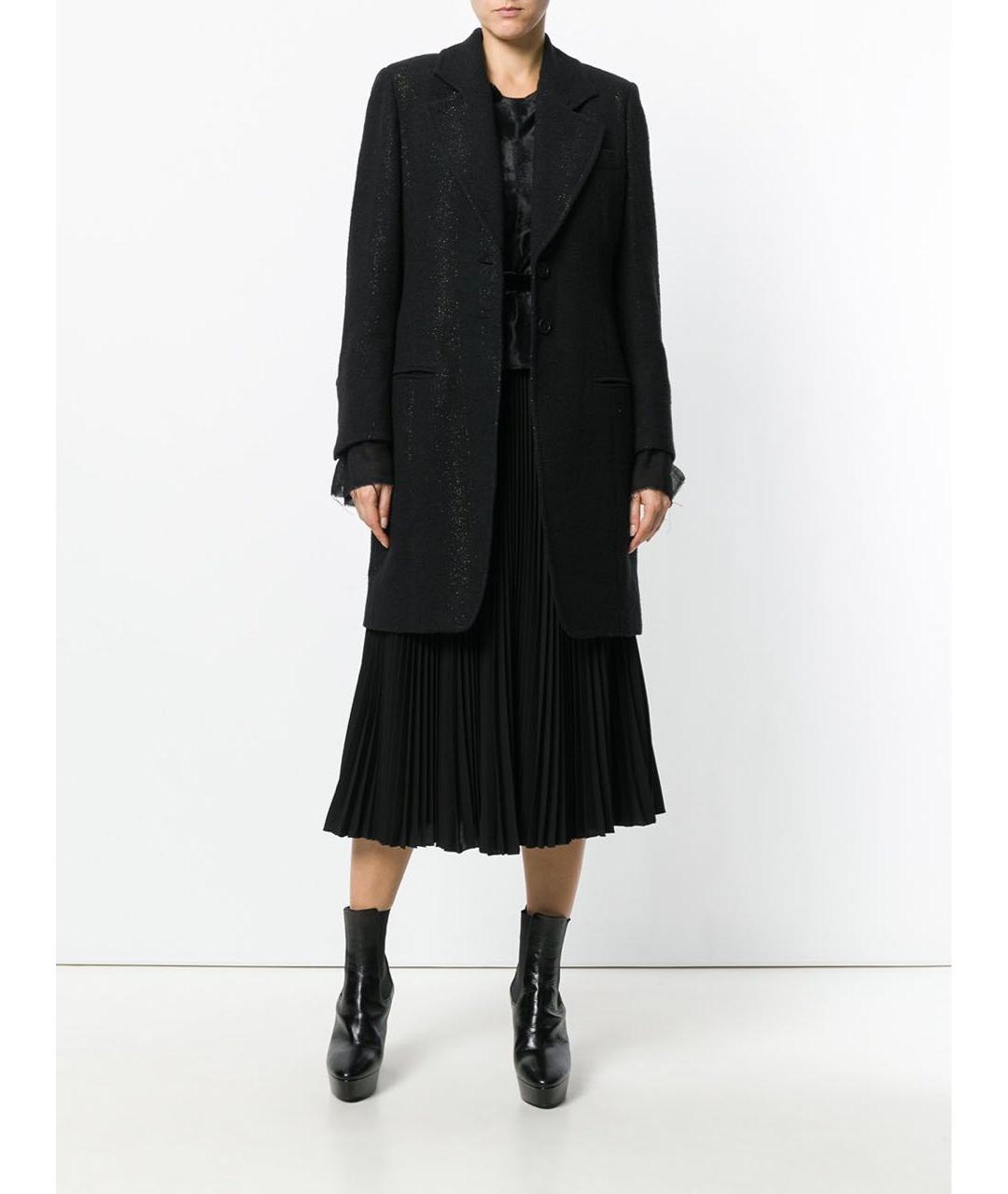 ANN DEMEULEMEESTER Черное шерстяное пальто, фото 4