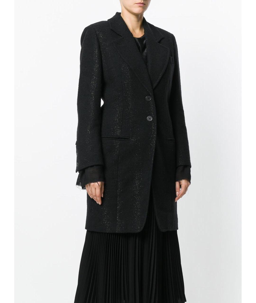 ANN DEMEULEMEESTER Черное шерстяное пальто, фото 2