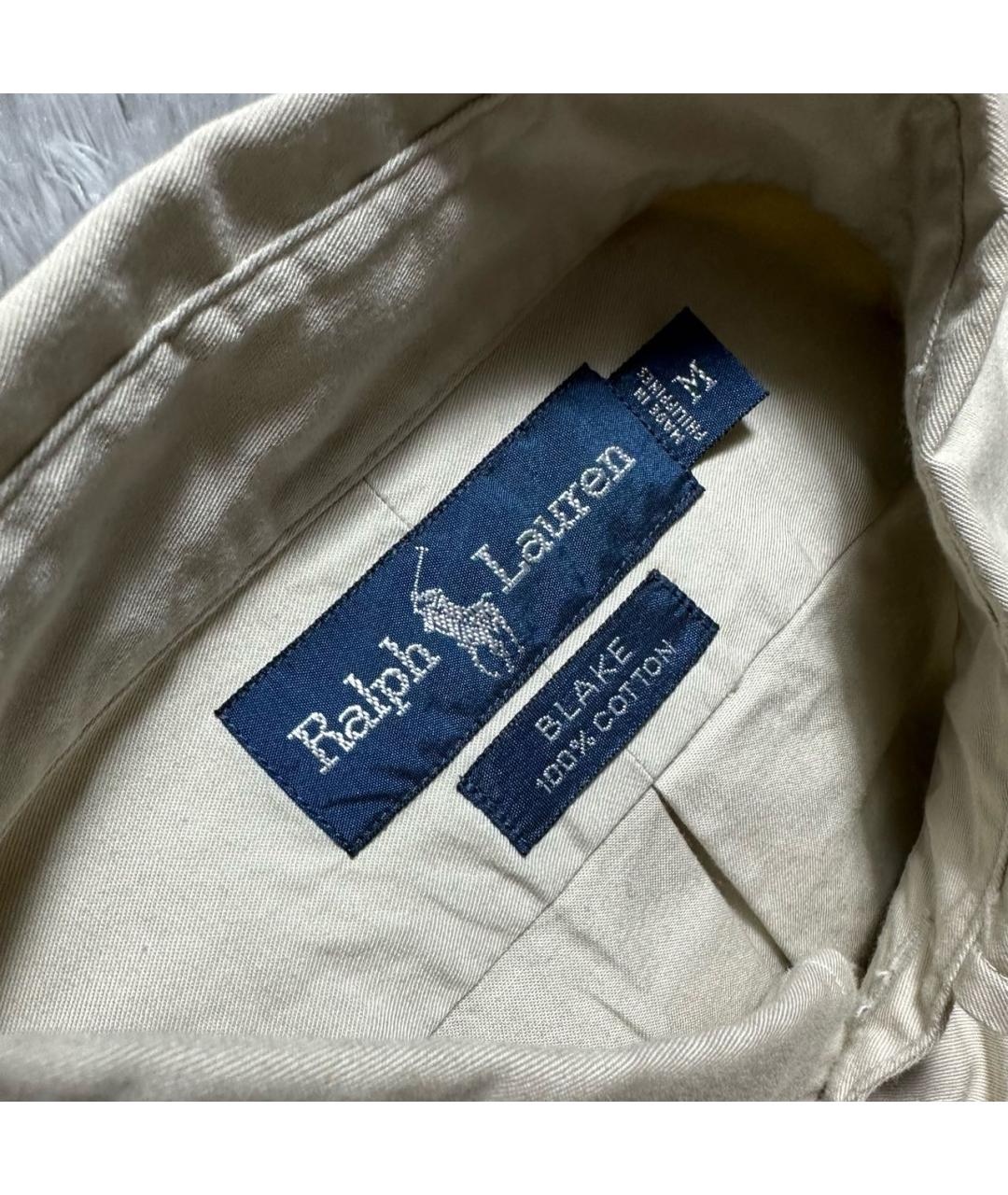 RALPH LAUREN Бежевая хлопковая классическая рубашка, фото 7