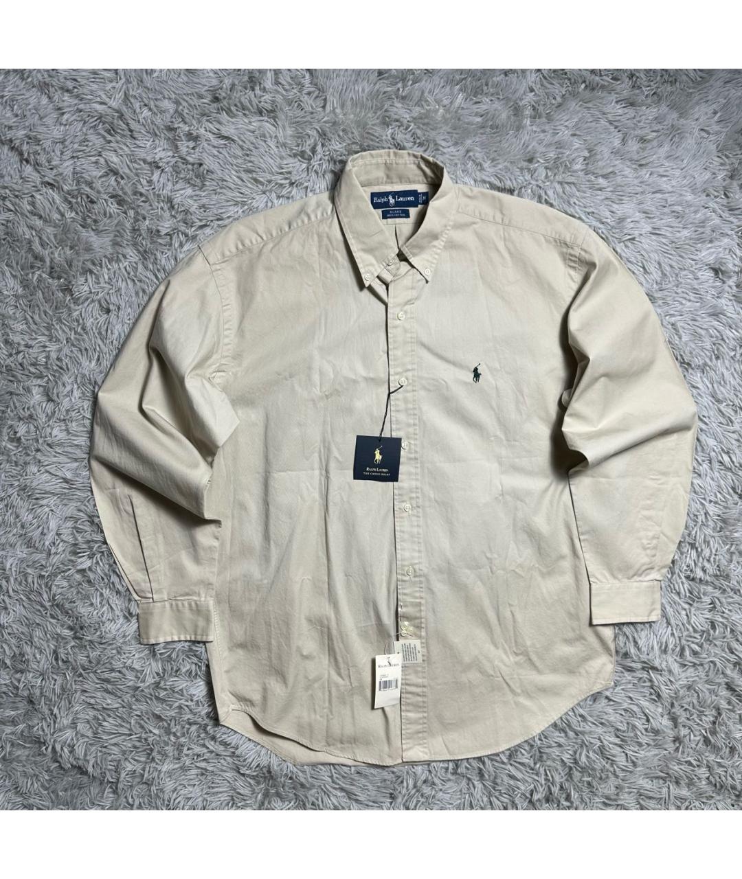 RALPH LAUREN Бежевая хлопковая классическая рубашка, фото 8