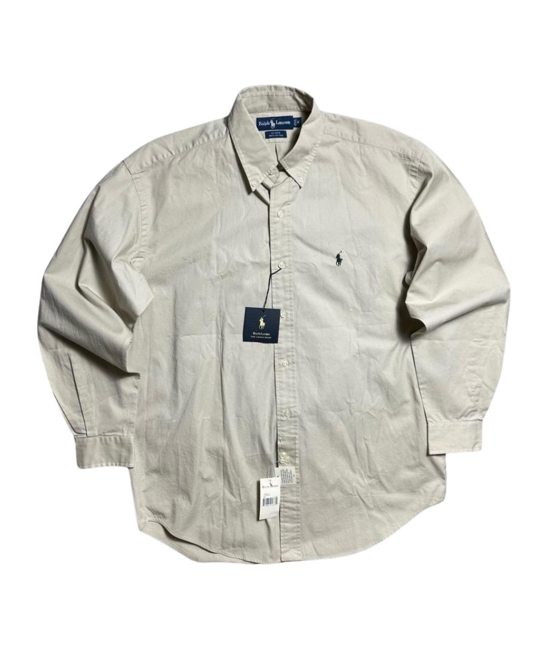 RALPH LAUREN Бежевая хлопковая классическая рубашка, фото 1