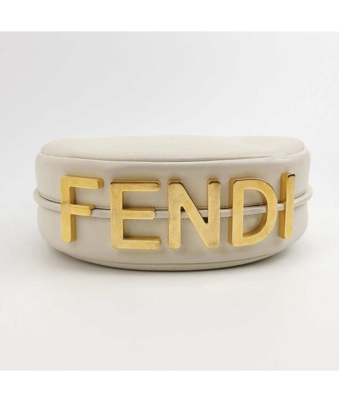 FENDI Белая кожаная сумка через плечо, фото 5