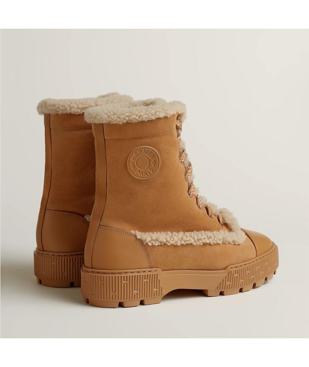 HERMES Бежевые замшевые ботинки, фото 4