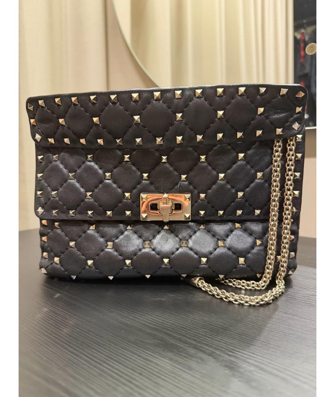 VALENTINO Черная кожаная сумка через плечо, фото 7