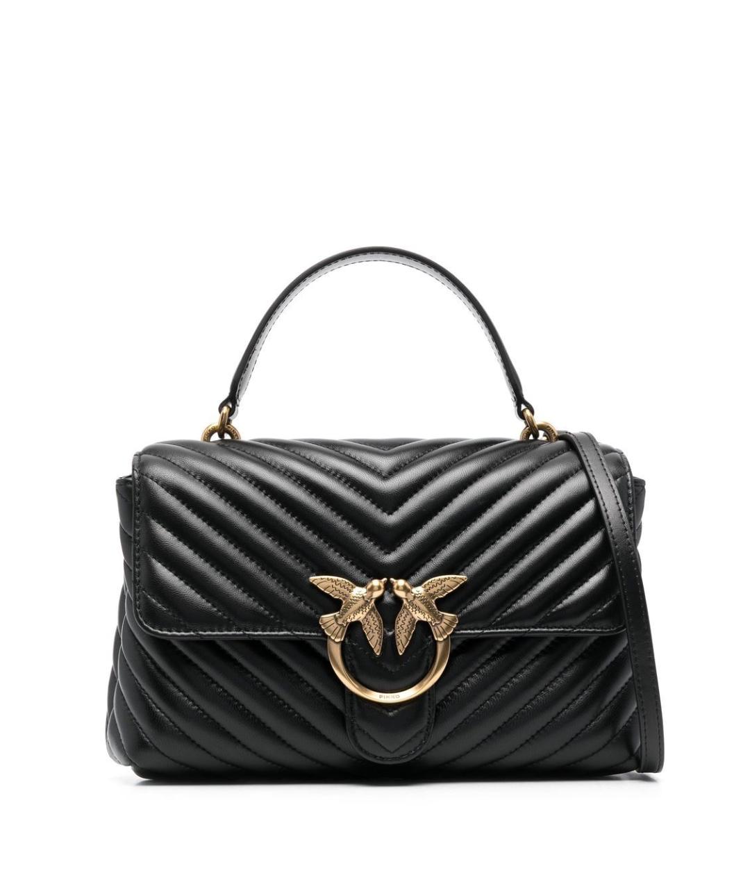 PINKO Черная кожаная сумка через плечо, фото 1