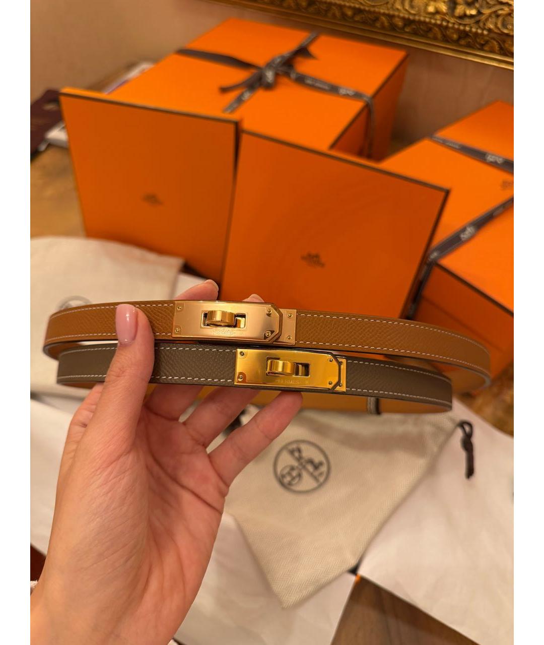 HERMES Коричневый кожаный ремень, фото 3