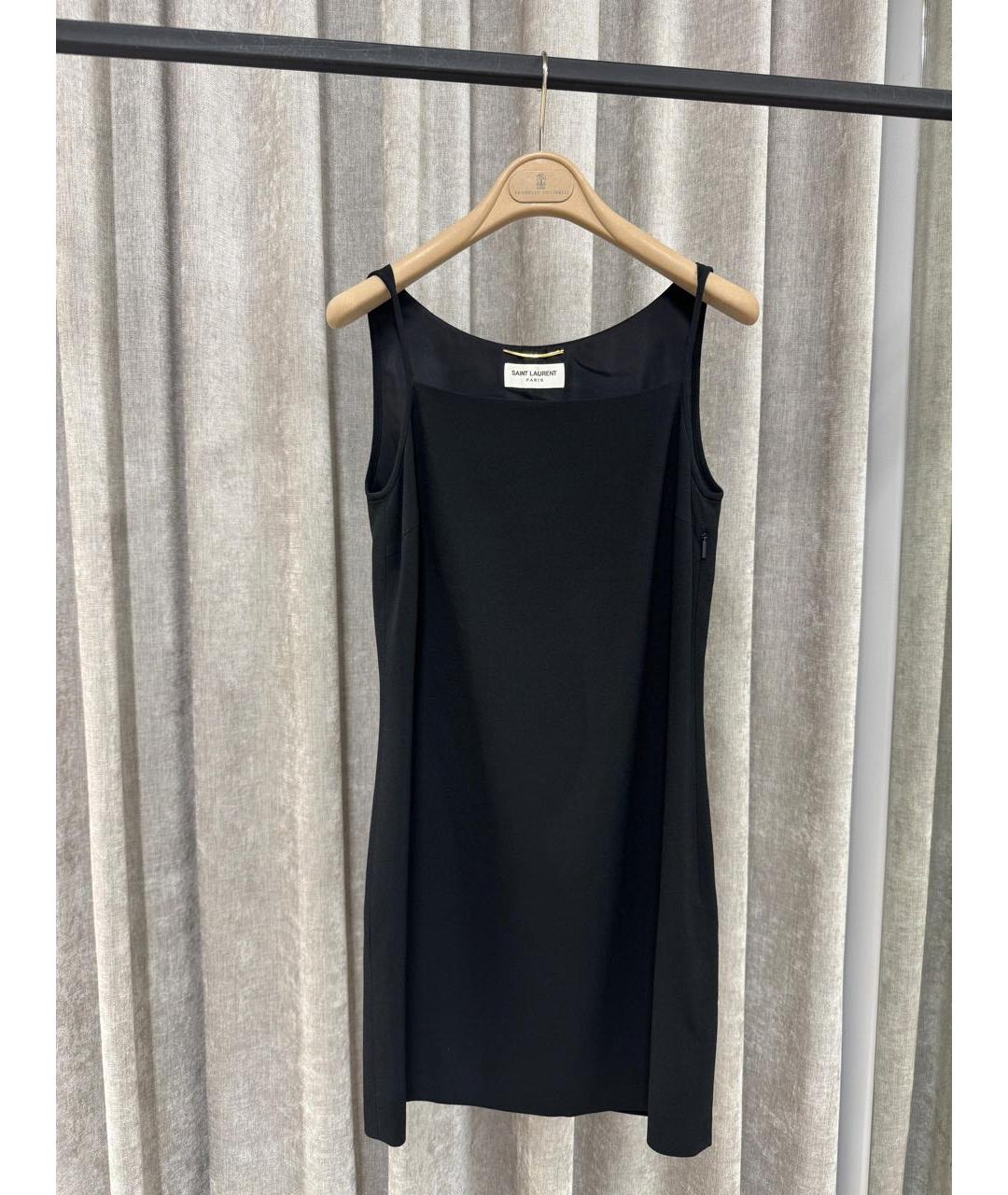 SAINT LAURENT Черное шелковое повседневное платье, фото 2