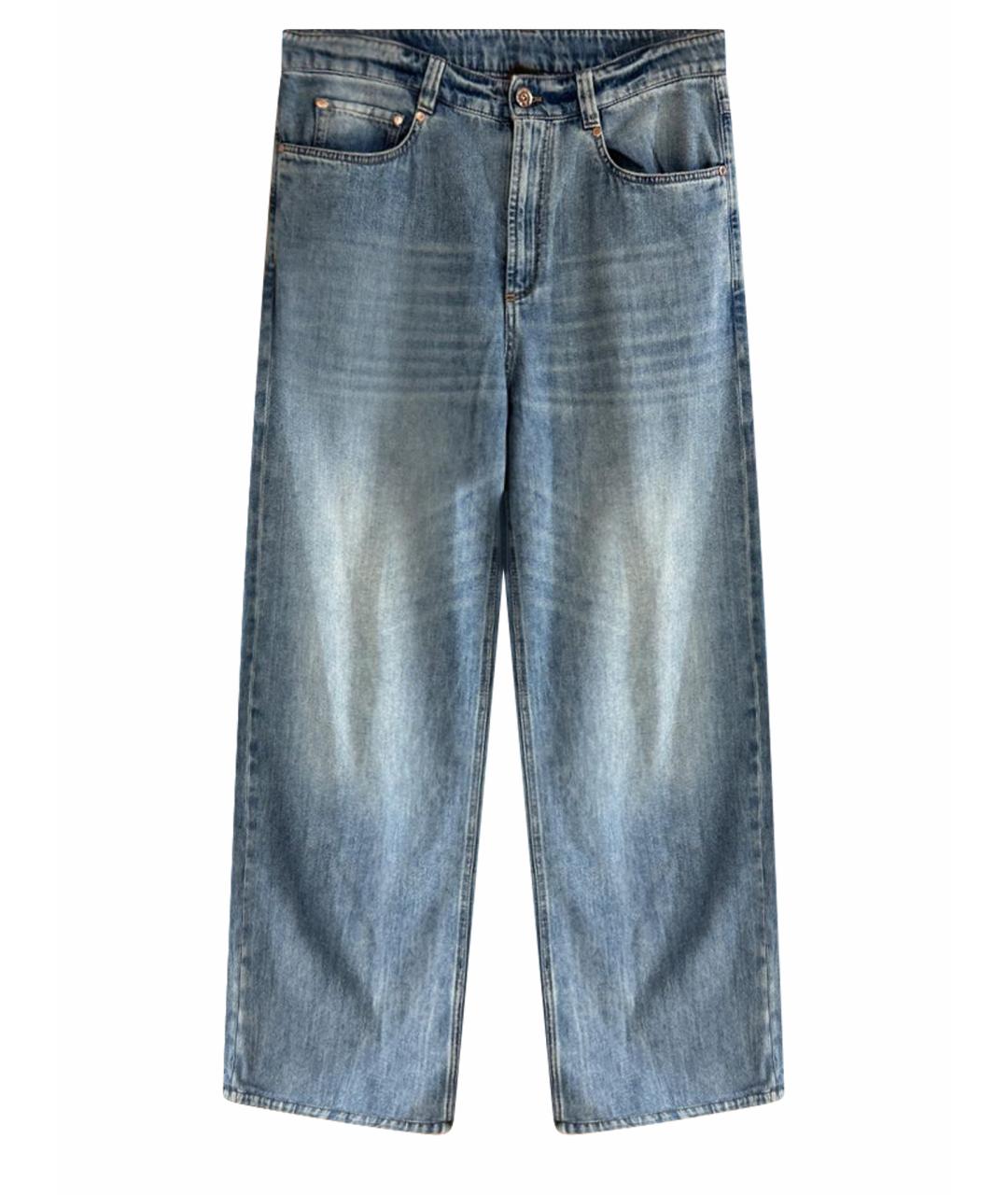 BRUNELLO CUCINELLI Синие хлопковые прямые джинсы, фото 1