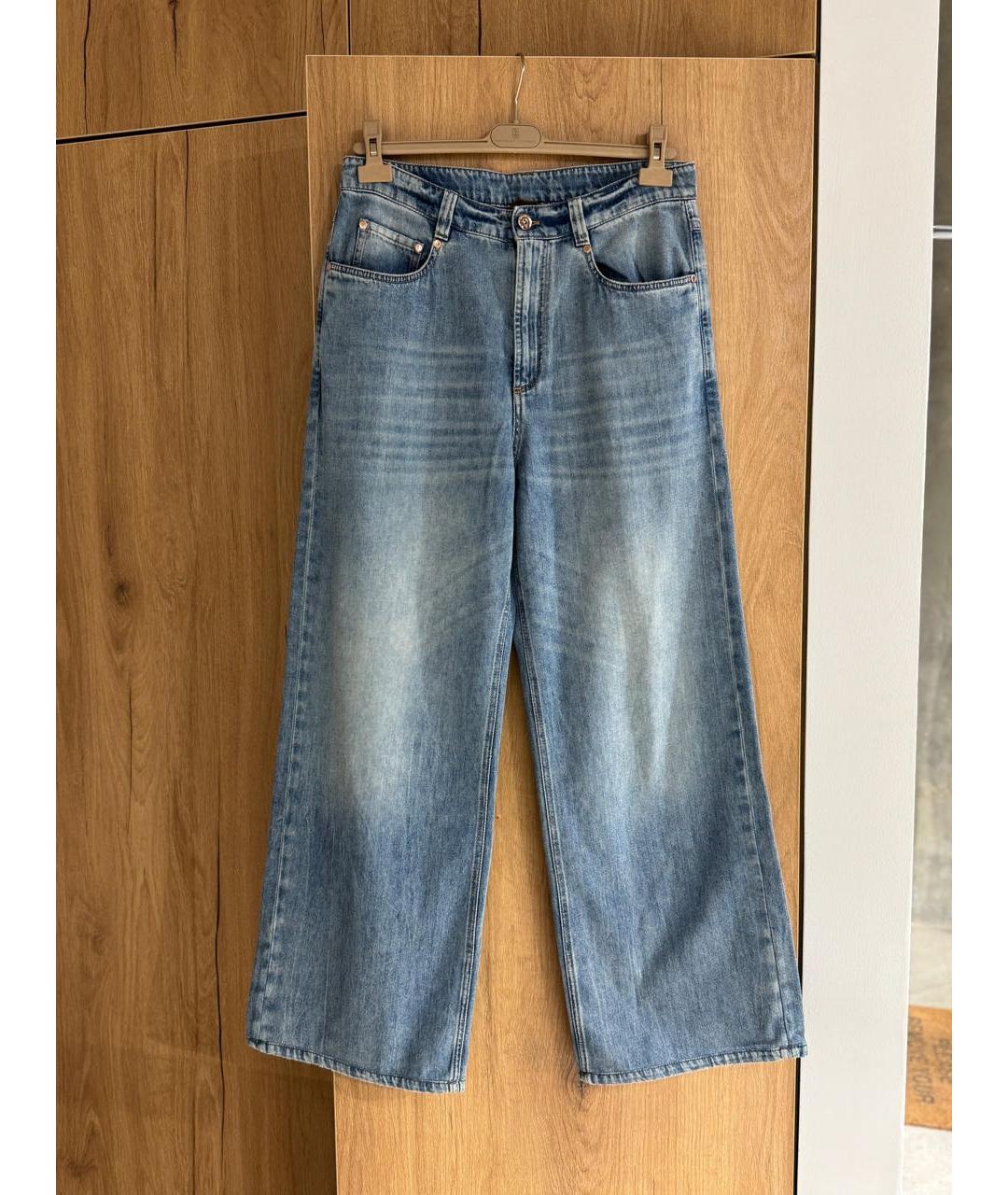 BRUNELLO CUCINELLI Синие хлопковые прямые джинсы, фото 3