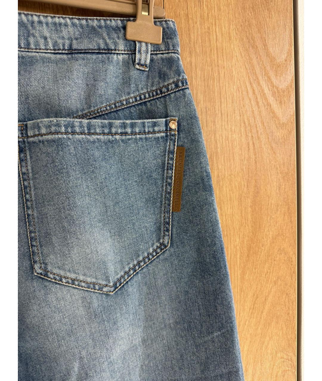 BRUNELLO CUCINELLI Синие хлопковые прямые джинсы, фото 2