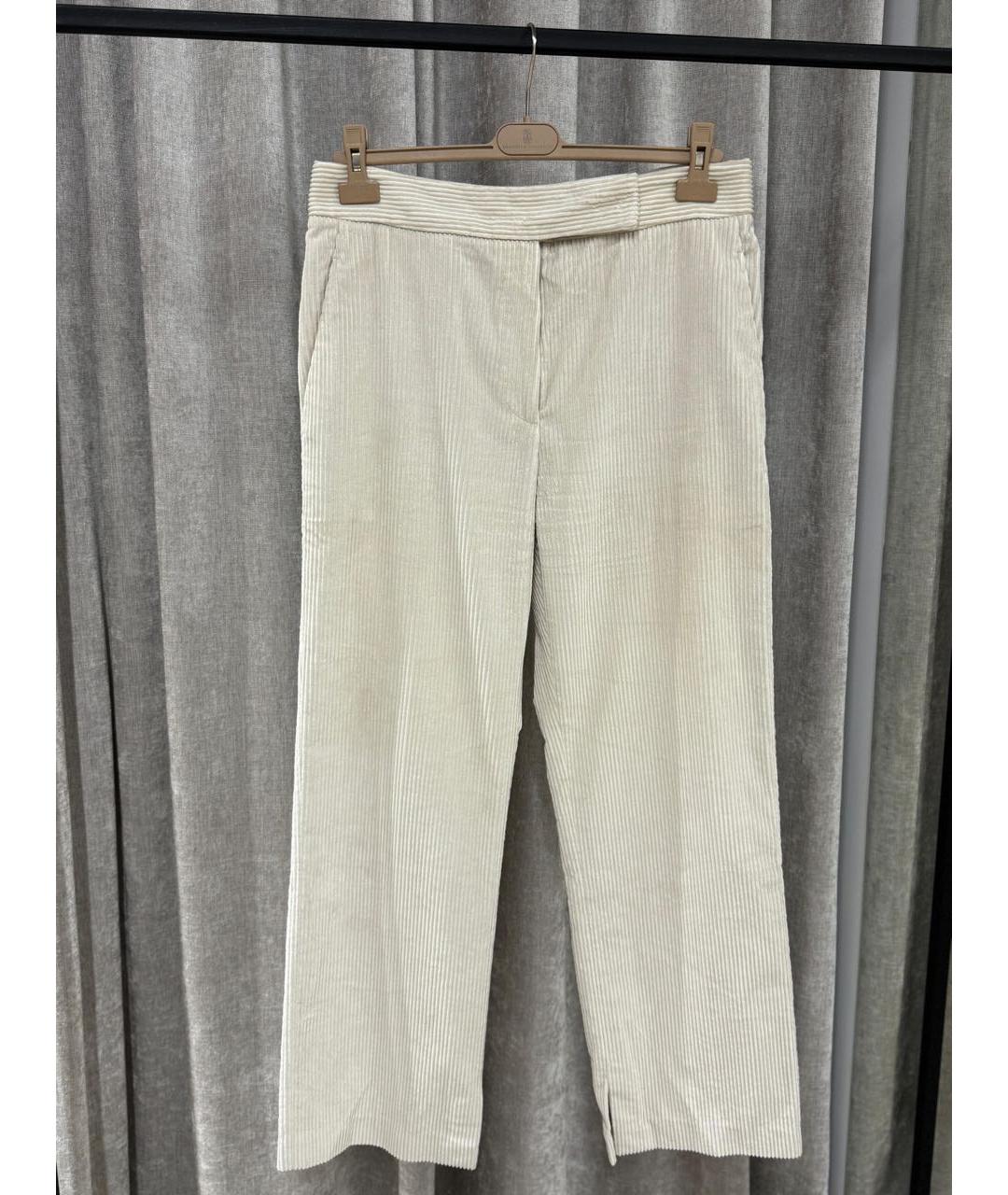 BRUNELLO CUCINELLI Бежевые хлопковые прямые брюки, фото 3