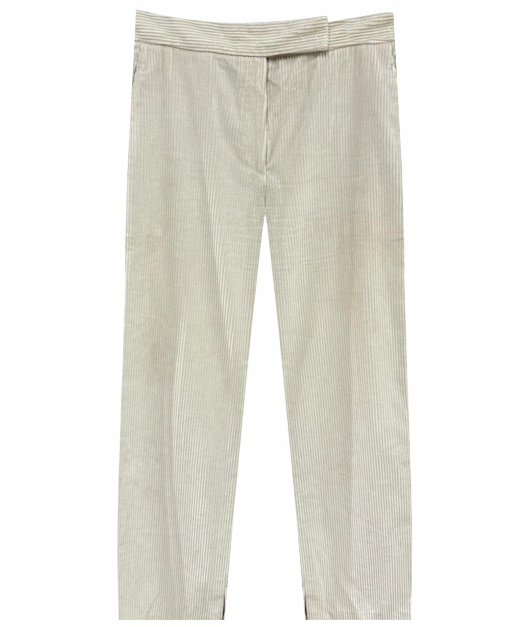 BRUNELLO CUCINELLI Бежевые хлопковые прямые брюки, фото 1