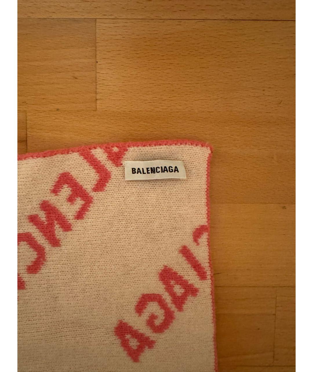 BALENCIAGA Розовый шерстяной шарф, фото 3