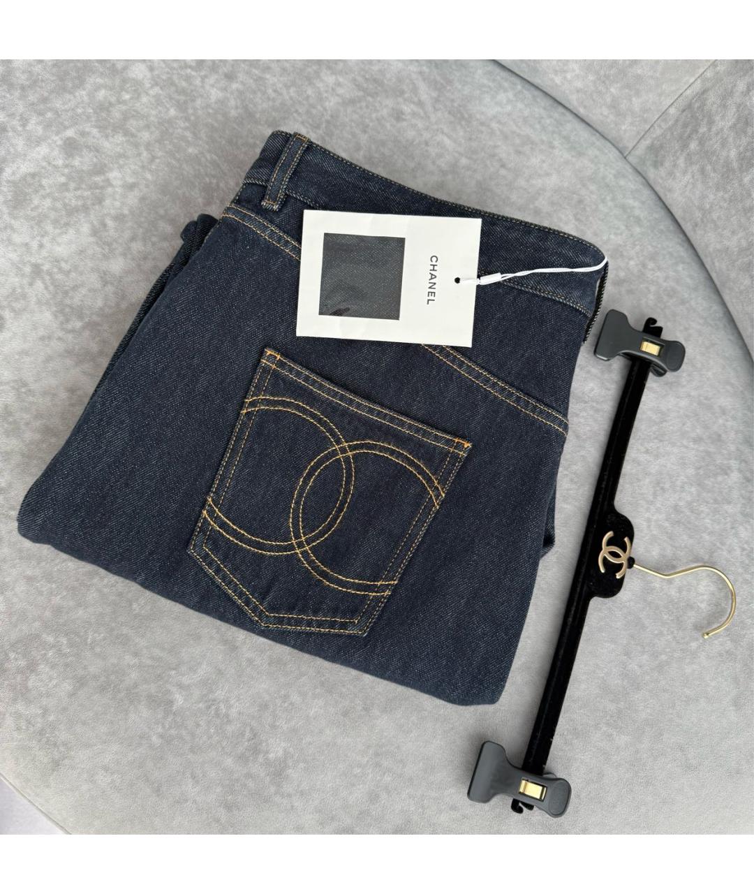 CHANEL Синие хлопковые прямые джинсы, фото 3