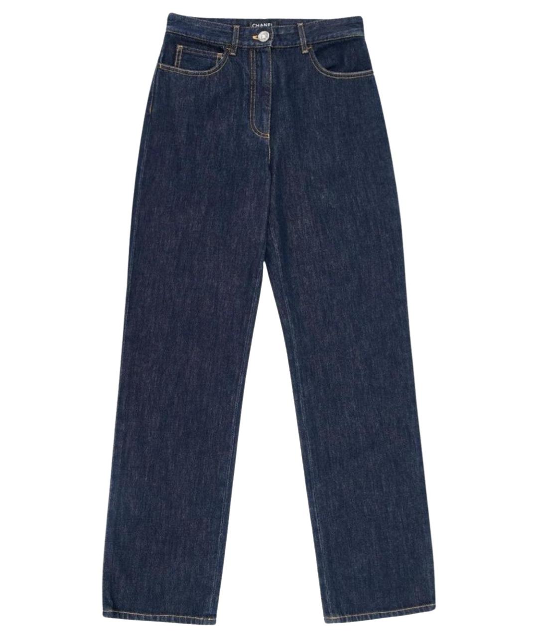 CHANEL Синие хлопковые прямые джинсы, фото 1