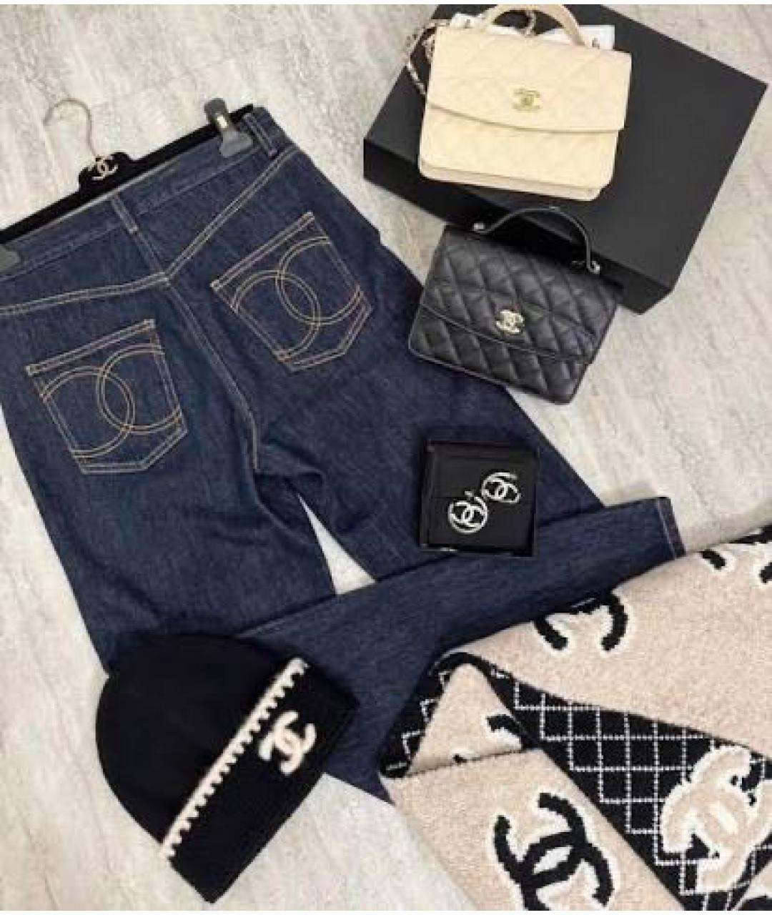 CHANEL Синие хлопковые прямые джинсы, фото 5