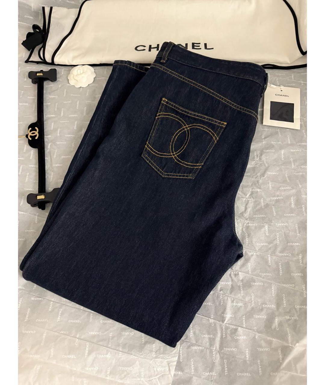 CHANEL Синие хлопковые прямые джинсы, фото 6