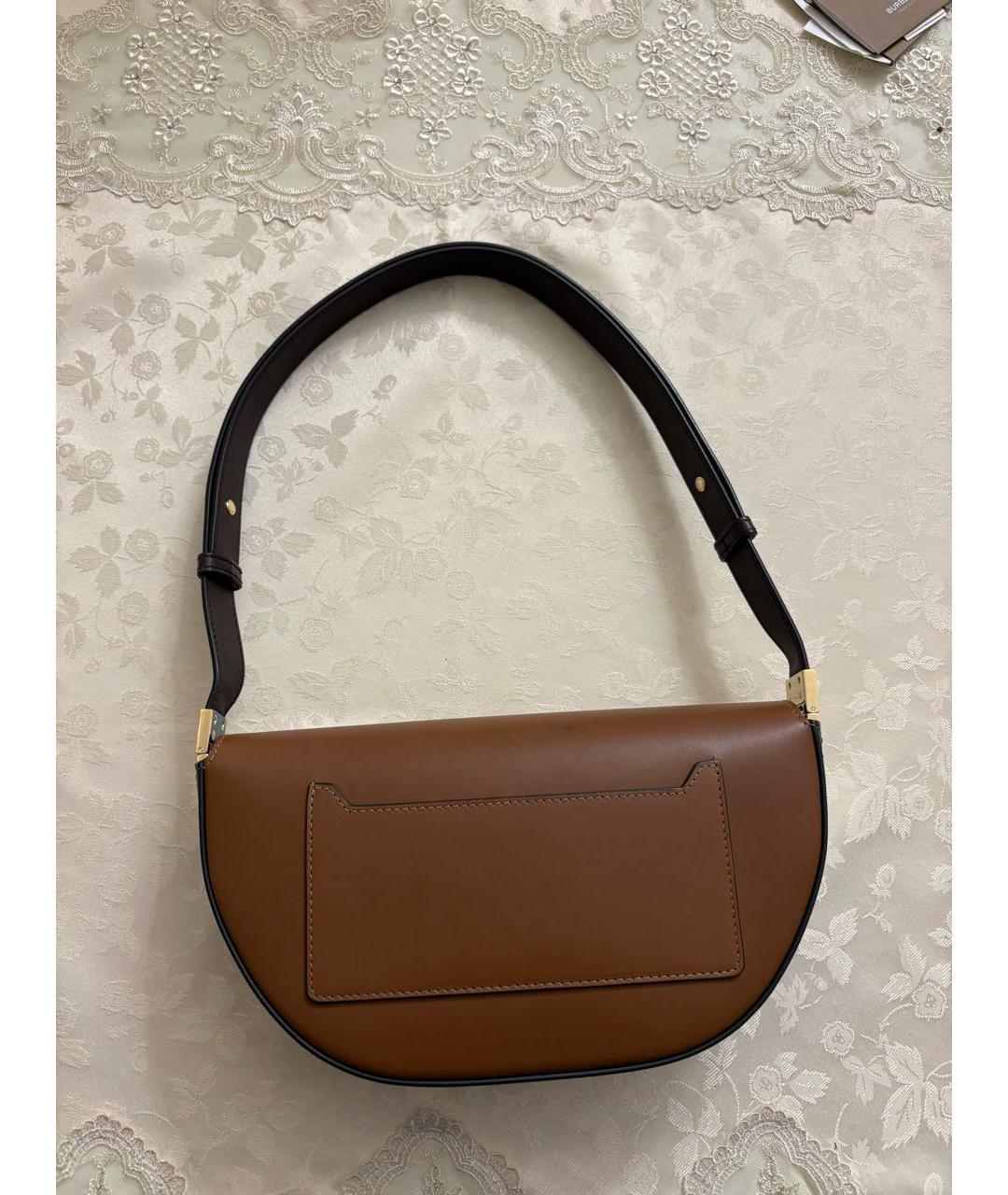 BURBERRY Коричневая кожаная сумка с короткими ручками, фото 2