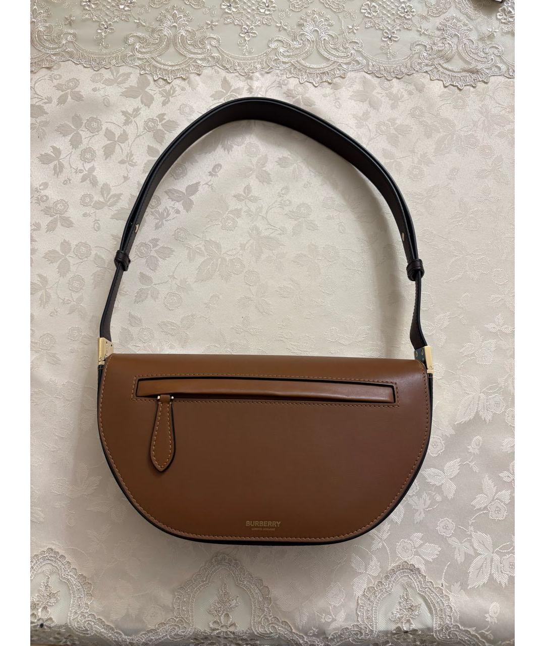 BURBERRY Коричневая кожаная сумка с короткими ручками, фото 8