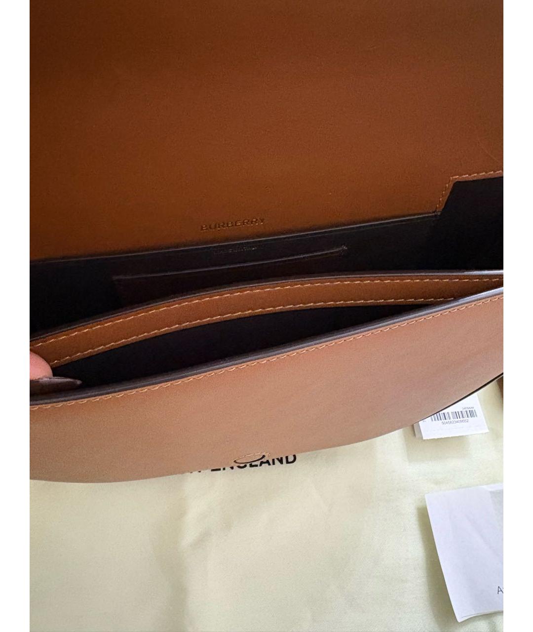 BURBERRY Коричневая кожаная сумка с короткими ручками, фото 6