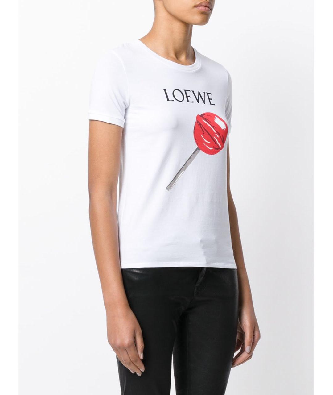 LOEWE Белая хлопковая футболка, фото 2