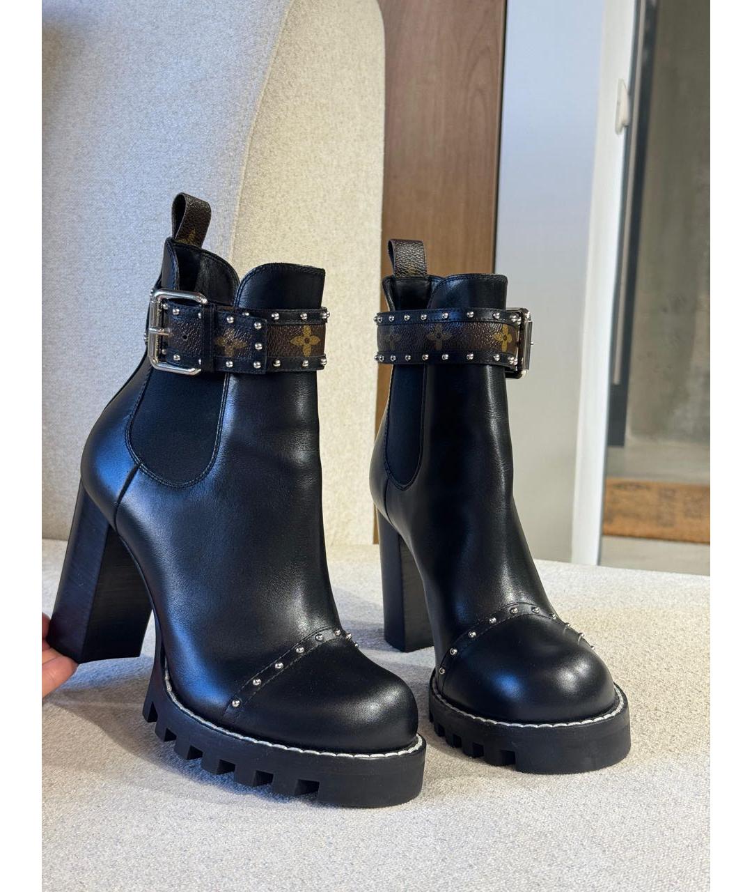 LOUIS VUITTON Черные кожаные ботильоны, фото 2
