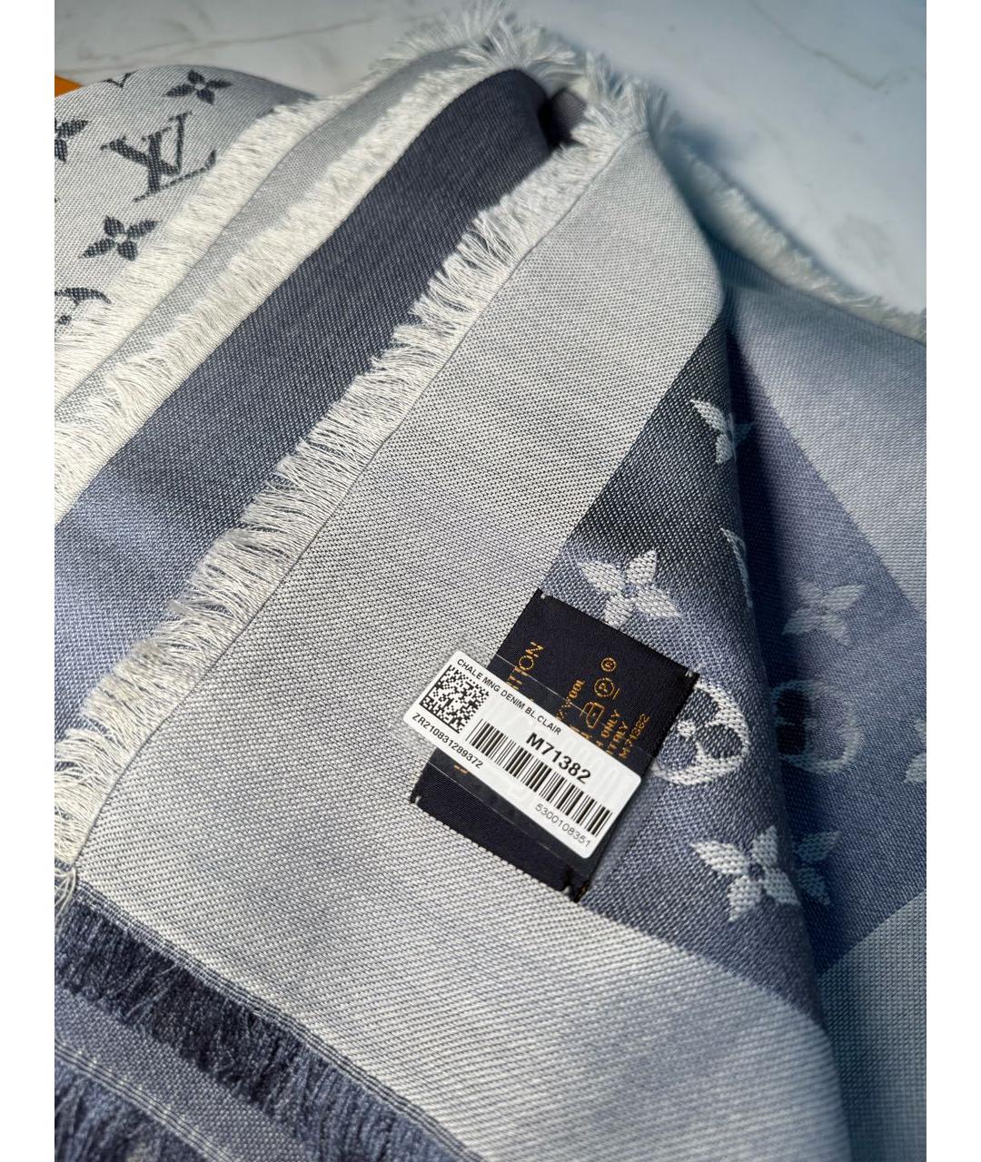 LOUIS VUITTON Синий шерстяной платок, фото 4