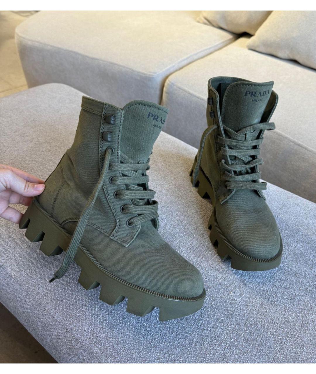 PRADA Серые замшевые ботинки, фото 3