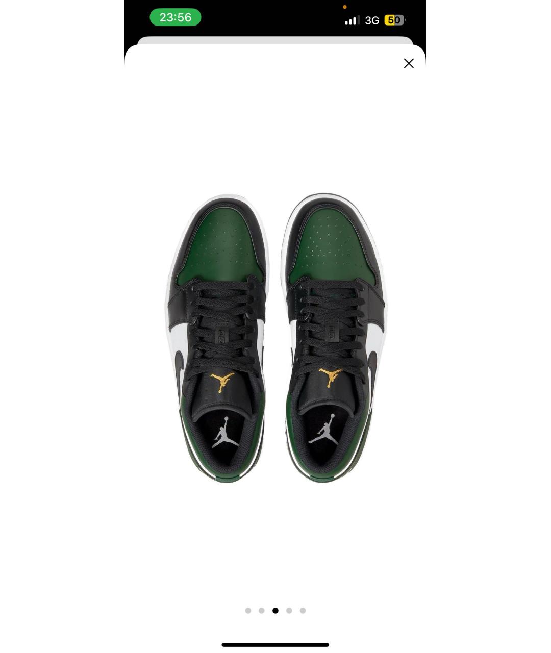 JORDAN Зеленые кожаные низкие кроссовки / кеды, фото 3
