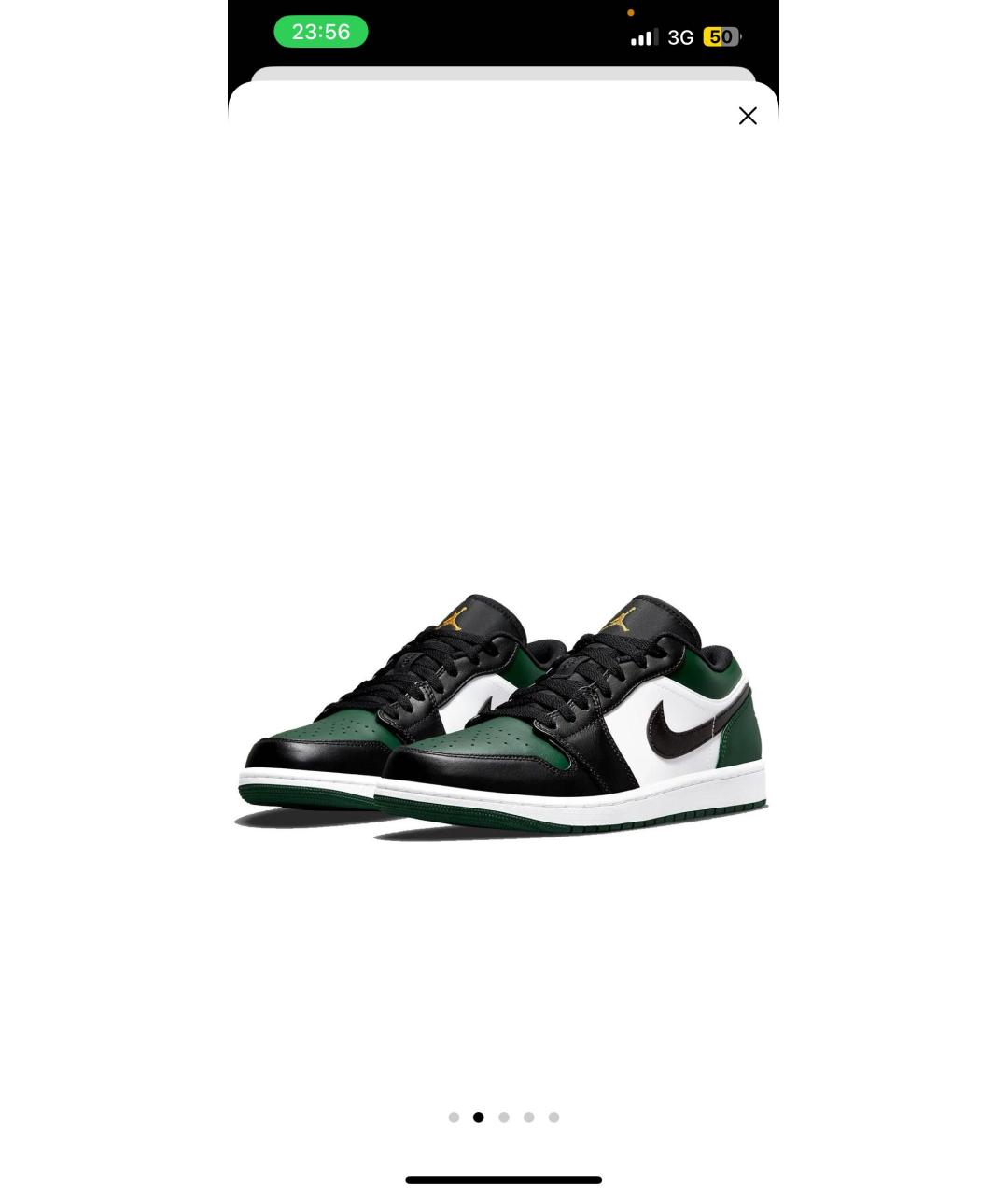 JORDAN Зеленые кожаные низкие кроссовки / кеды, фото 2