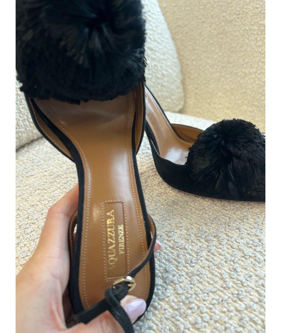 AQUAZZURA Черные замшевые босоножки, фото 3