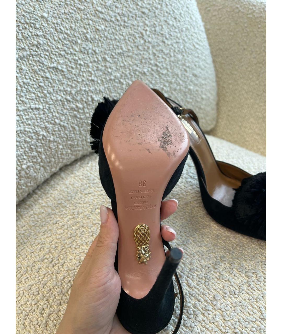 AQUAZZURA Черные замшевые босоножки, фото 5