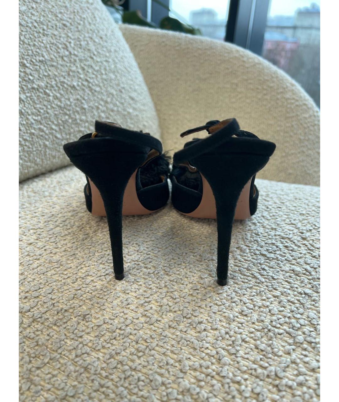 AQUAZZURA Черные замшевые босоножки, фото 4