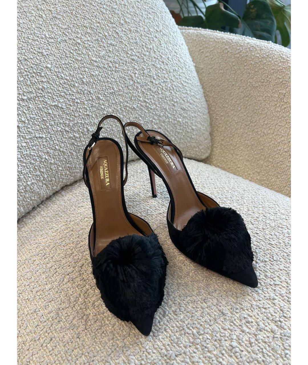 AQUAZZURA Черные замшевые босоножки, фото 2