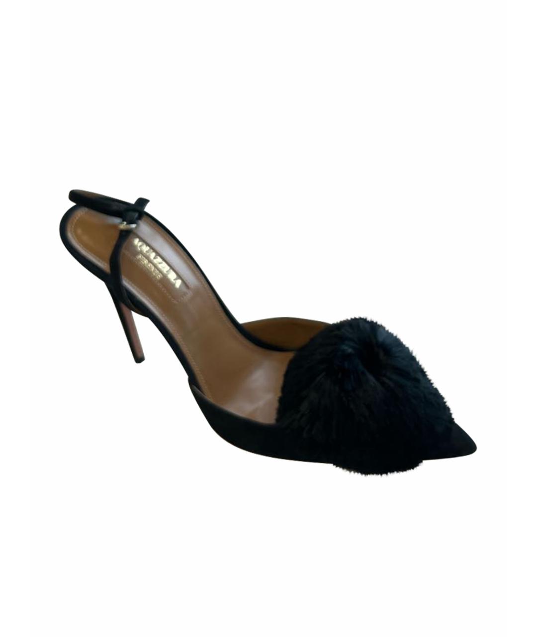 AQUAZZURA Черные замшевые босоножки, фото 1