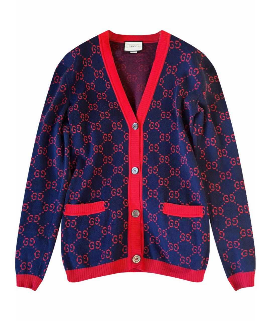 GUCCI Синий шерстяной кардиган, фото 1