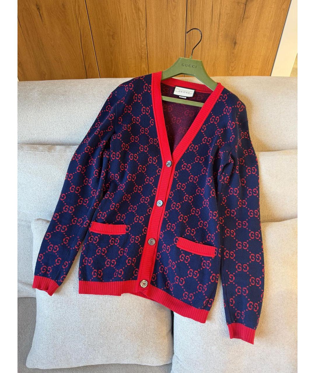 GUCCI Синий шерстяной кардиган, фото 3