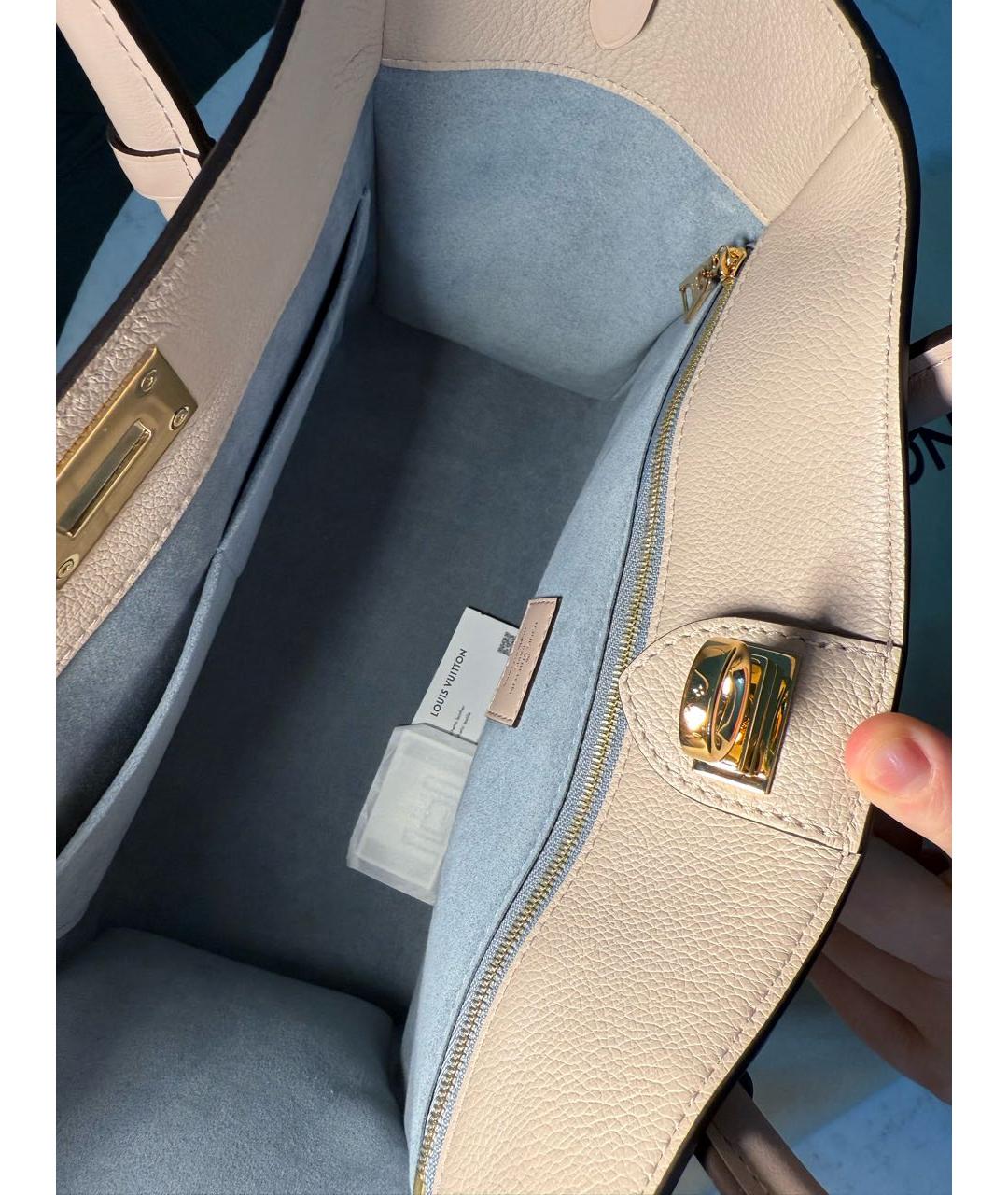 LOUIS VUITTON Бежевая кожаная сумка через плечо, фото 7