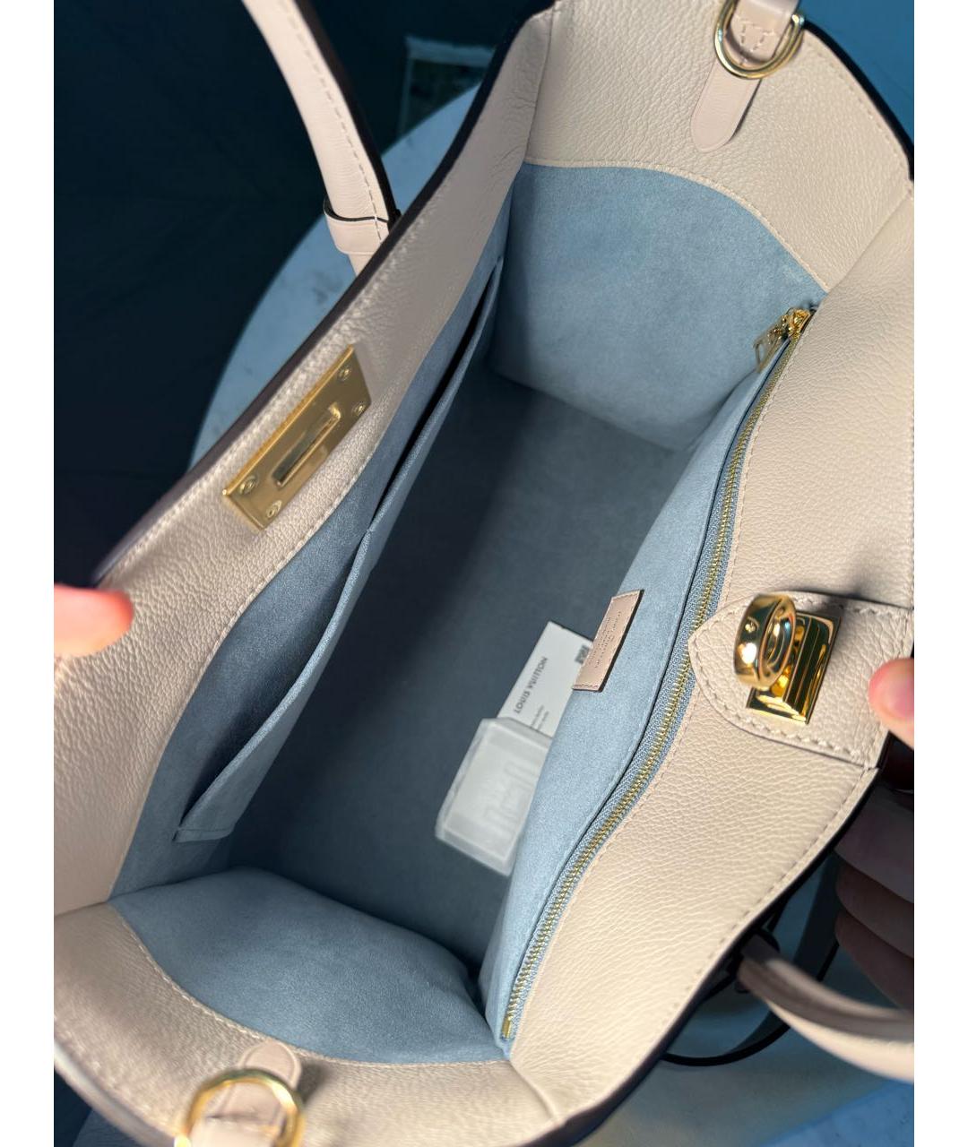 LOUIS VUITTON Бежевая кожаная сумка через плечо, фото 6