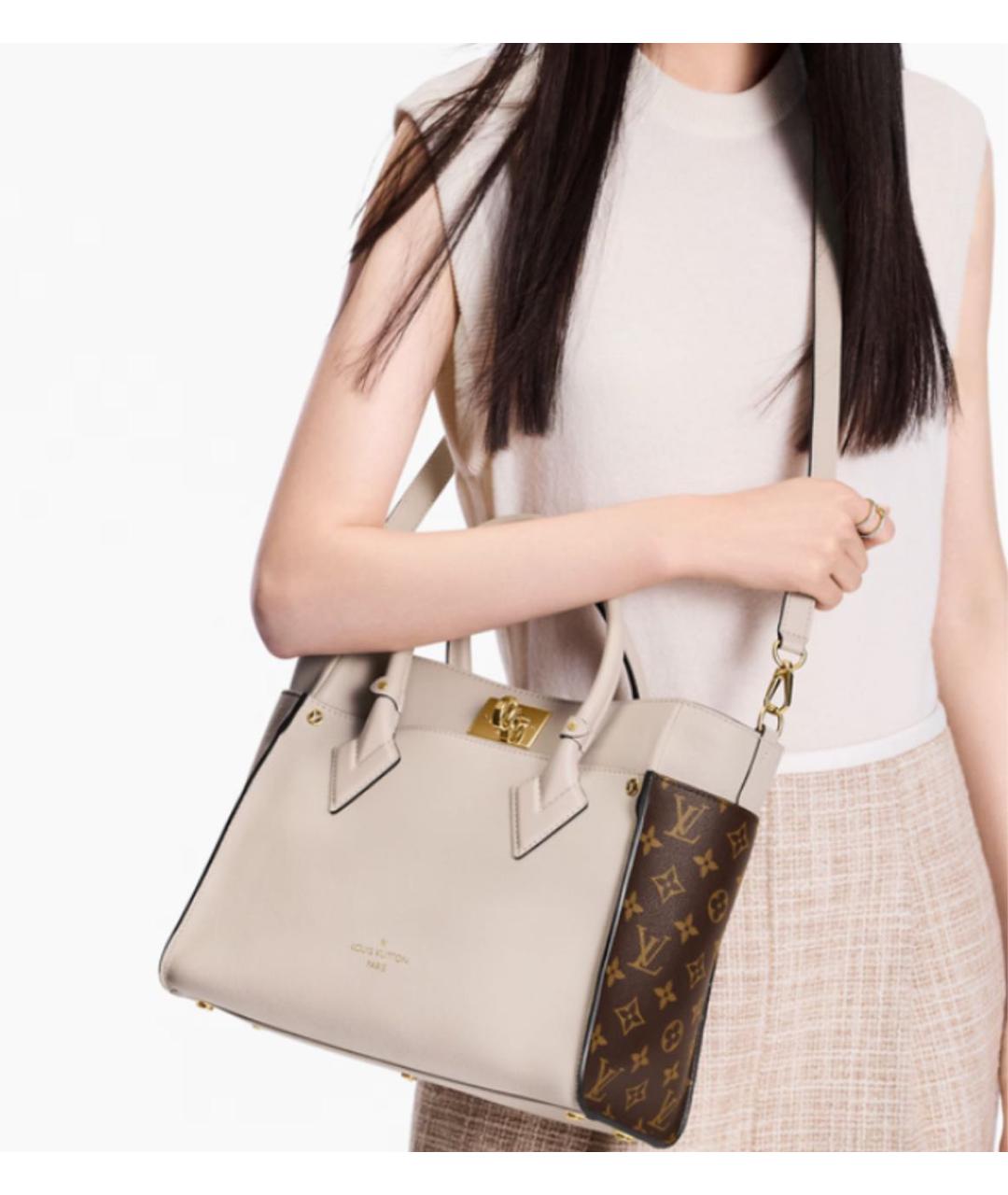 LOUIS VUITTON Бежевая кожаная сумка через плечо, фото 2