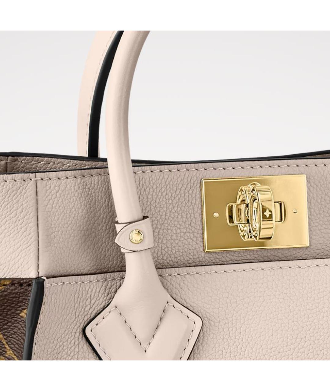 LOUIS VUITTON Бежевая кожаная сумка через плечо, фото 4