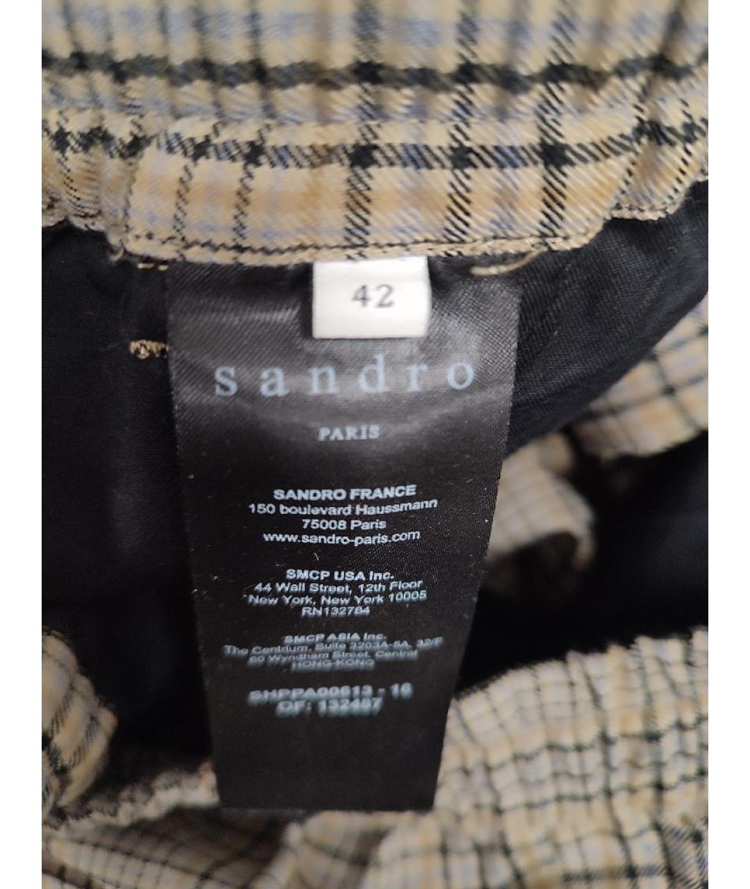 SANDRO Коричневые шерстяные прямые брюки, фото 8