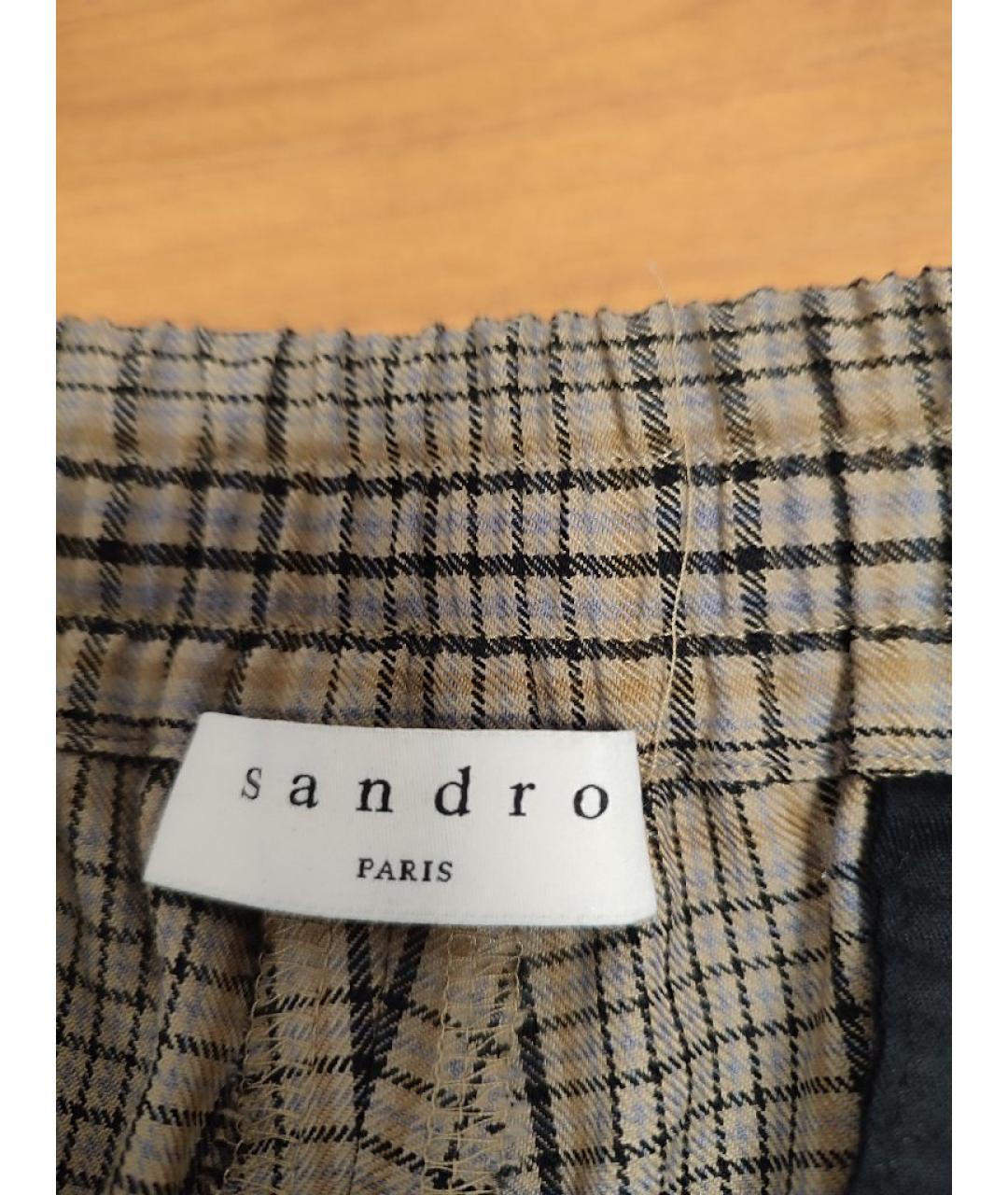 SANDRO Коричневые шерстяные прямые брюки, фото 3