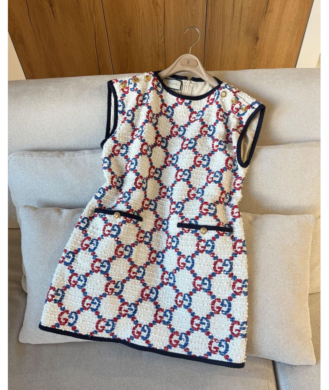 GUCCI Мульти шерстяное повседневное платье, фото 3