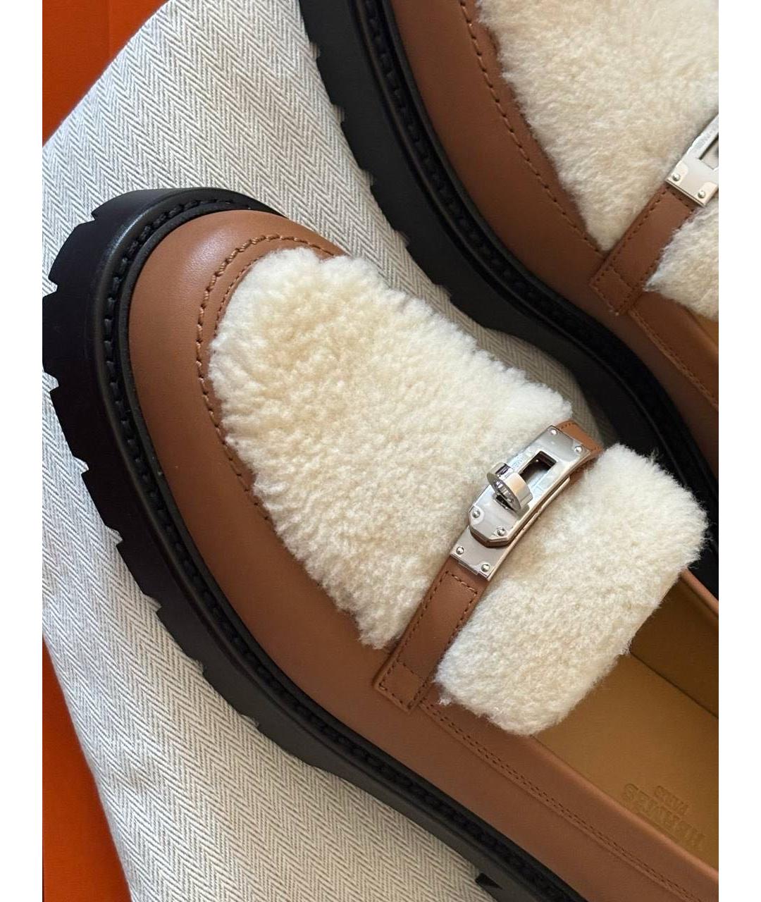 HERMES Коричневые кожаные лоферы, фото 2